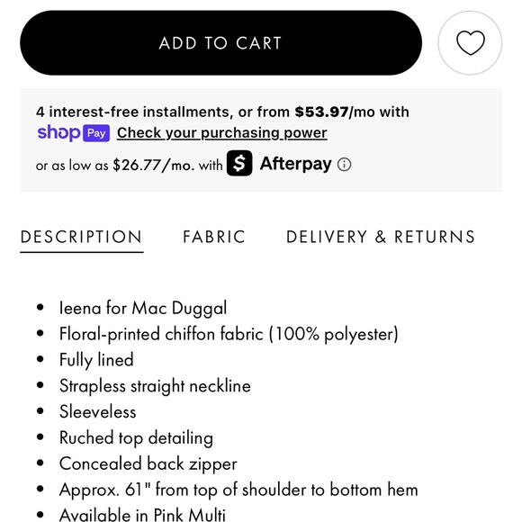 Mac Duggal NEW with Tags attached size 8 chiffon Pink Floral Strapless gown $598 - Picture 9 of 16